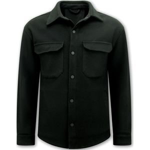 Heren Flannel Overshirt met Zakken - 501 - Zwart