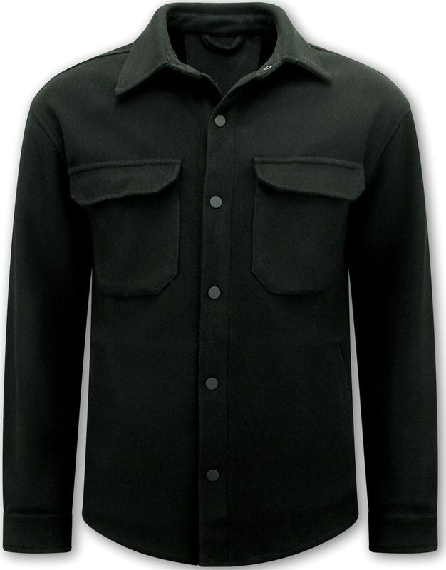 Heren Flannel Overshirt met Zakken - 501 - Zwart