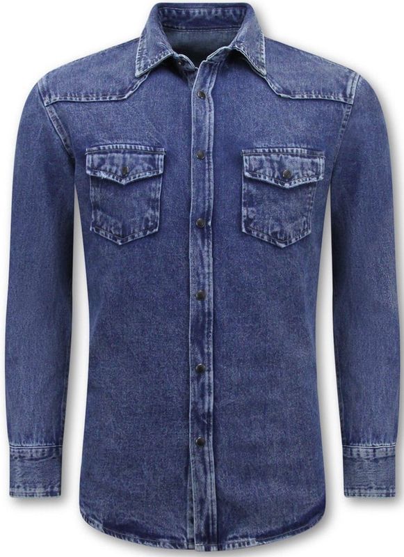 Local Fanatic - Spijker Blouse - Blauw - Denim Overhemd - Lange Mouwen - Slim Fit
