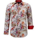 Gentile Bellini - Slim Fit Overhemd - Bruin - Lange Mouwen - Strijkvrij