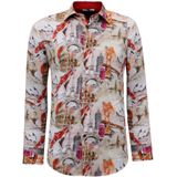 Gentile Bellini - Slim Fit Overhemd - Bruin - Lange Mouwen - Strijkvrij