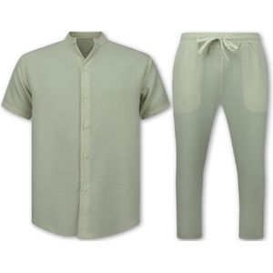 Enos - Linnen Twinset - Beige - 100% Polyester - Zomer