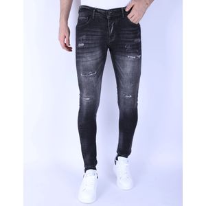 Stonewashed - Slim-fit - Jeans - Grijs - Katoen - Stretch