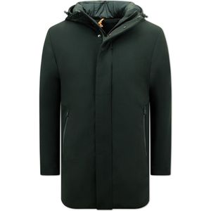 Enos - 8927 - Parka Jas - Zwart - Met Capuchon - Nette Klassieke