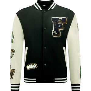 Letterman Jacket Heren Oversized - 8633 - Zwart