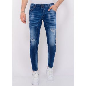 Distressed Ripped Jeans Heren - Slim Fit -1082- Blauw