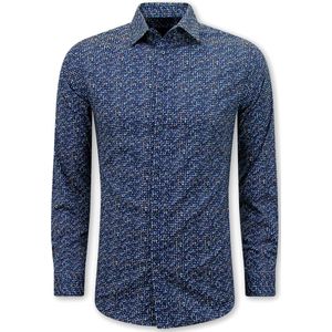 Bread & Buttons - Blouse Heren - Blauw - Katoen/Lycra - Slim Fit
