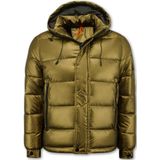 Goudkleurige Puffer Jas Heren met Capuchon