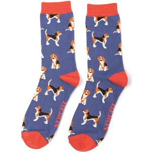 Mr Heron - Bamboe herensokken Beagle honden - denim