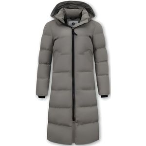 Matogla - Lange Getailleerde Puffer Jas - Grijs - Dames