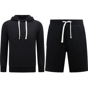 Hoodie Heren - Sweat Short Heren - SET - Zwart