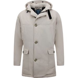 Enos - Gewatteerde Parka - Beige - Katoen/Polyester - Lang Model