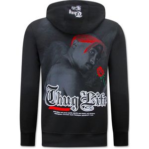 Top-Star - 2Pac Heren Hoodie - Zwart - Thug Life