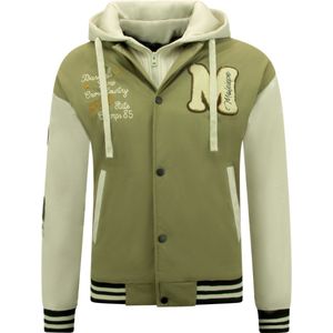 Oversized Baseball Jas Classic met Capuchon -8632- Groen