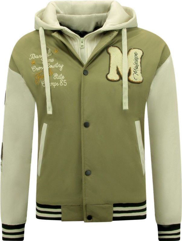 Oversized Baseball Jas Classic met Capuchon -8632- Groen