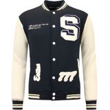 Enos - College Jacket - Vintage - Blauw - Polyester - Slim Fit
