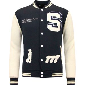 Enos - College Jacket - Vintage - Blauw - Polyester - Slim Fit