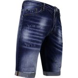 Designer Shorts With Paint Splatter Heren - Slim Fit -1072- Blauw