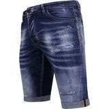 Designer Shorts With Paint Splatter Heren - Slim Fit -1072- Blauw