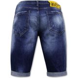 Designer Shorts With Paint Splatter Heren - Slim Fit -1072- Blauw
