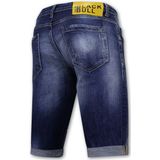 Designer Shorts With Paint Splatter Heren - Slim Fit -1072- Blauw