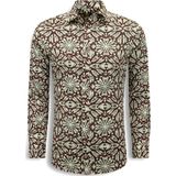 Local Fanatic - Heren Overhemden Lange Mouw - Bordeaux - Slim Fit