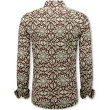 Local Fanatic - Heren Overhemden Lange Mouw - Bordeaux - Slim Fit