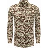 Local Fanatic - Heren Overhemden Lange Mouw - Bordeaux - Slim Fit