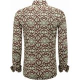 Local Fanatic - Heren Overhemden Lange Mouw - Bordeaux - Slim Fit