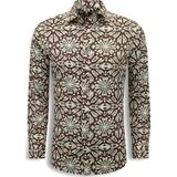 Local Fanatic - Heren Overhemden Lange Mouw - Bordeaux - Slim Fit