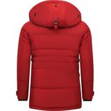 Enos - Lange Gewatteerde Jas - Rood - Heren - Slim Fit
