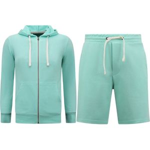 Hoodie Heren met Rits - Joggingshort Heren - SET - Mint Groen