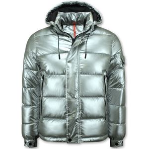 Enos - Puffer Jacket - Zilver - 100% Polyester - Met Capuchon