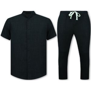 Linnen Twinset - Zwart - 100% Polyester - Korte Mouw