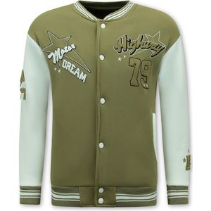 Enos - Baseball Jacket - Bruin - Dun Geweven - Oversized Pasvorm