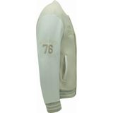 Fashionalert - Varsity Jacket - Beige - 100% Polyester - Oversized Pasvorm