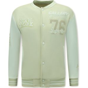 Fashionalert - Varsity Jacket - Beige - 100% Polyester - Oversized Pasvorm