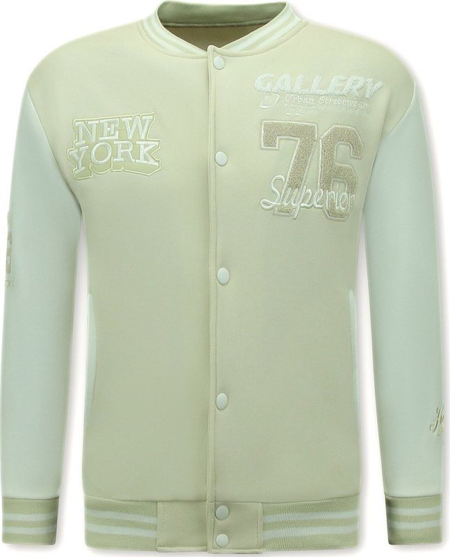 Fashionalert - Varsity Jacket - Beige - 100% Polyester - Oversized Pasvorm