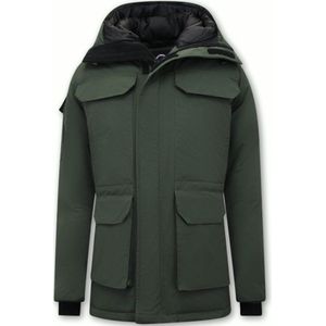 Beluomo - 7503 - Halflange Winterjas - Groen - 65% Katoen, 35% Polyester