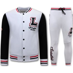 Joggingpak - Tracksuit - Wit / Zwart - Katoen / Polyester