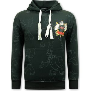 Heren Hoodie met Capuchon - Popeye - Zwart