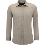 Gentile Bellini - Overhemden - Bruin - Lange Mouw - Slim Fit - Effen Oxford
