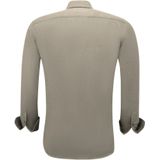 Gentile Bellini - Overhemden - Bruin - Lange Mouw - Slim Fit - Effen Oxford