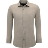 Gentile Bellini - Overhemden - Bruin - Lange Mouw - Slim Fit - Effen Oxford