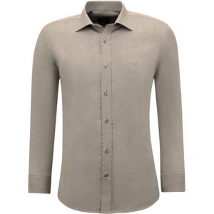 Gentile Bellini - Overhemden - Bruin - Lange Mouw - Slim Fit - Effen Oxford