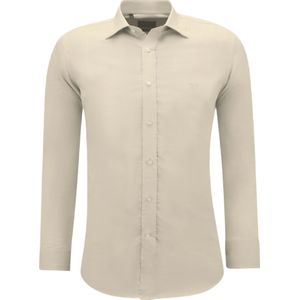 Trendy Oxford Blouse Heren Volwassenen Slim Fit - Licht Bruin