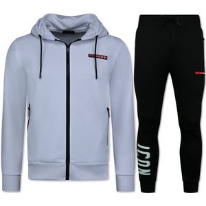 ICON Joggingpakken Heren - Trainingspakken - Huispakken Heren Volwassenen - 11759 - Wit/Zwart