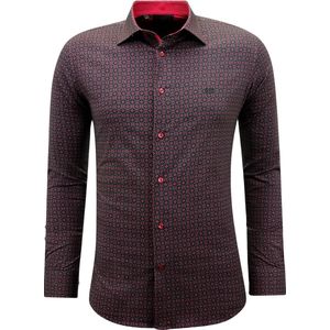 Gentile Bellini - Overhemd Print - Rood - Lange Mouwen - Slim Fit