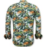 Gentile Bellini - Heren Overhemd - Tropical Print - Bruin - Katoen