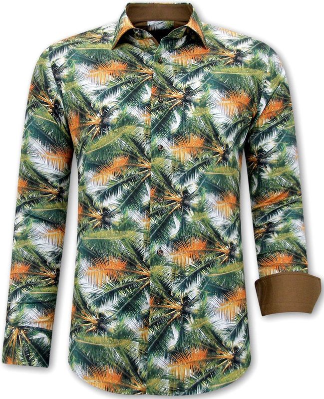 Gentile Bellini - Heren Overhemd - Tropical Print - Bruin - Katoen